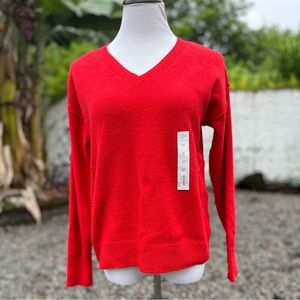 NWT Sonoma Red V-Neck Sweater